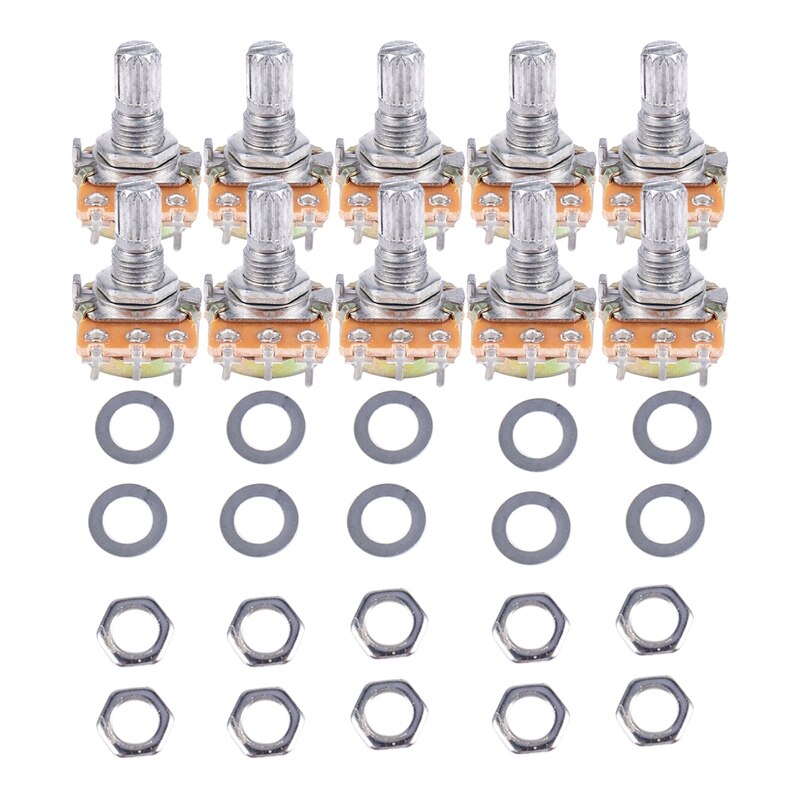 10 pièces 5K ohm 6mm arbre moleté fendu potentiomètre rotatif linéaire unique