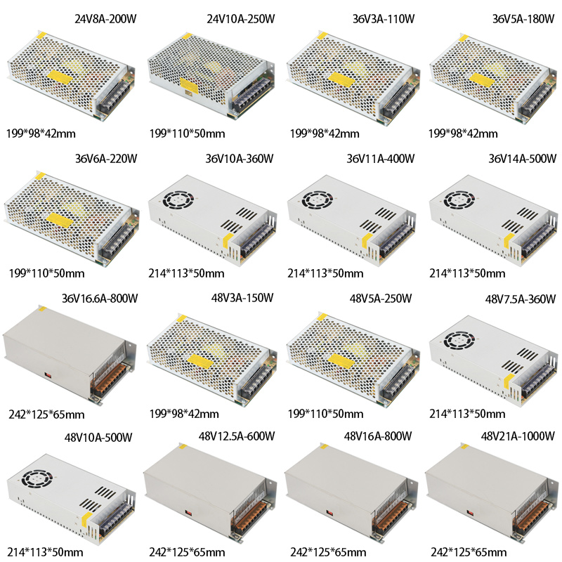 Schaltnetzteil 110V/220V AC DC 5V 12V 24V 36V 48V 1A 2A 3A 4A 5A 6A 8A 10A 11A 12A 15A 16A 20A LED-Beleuchtungstransformator
