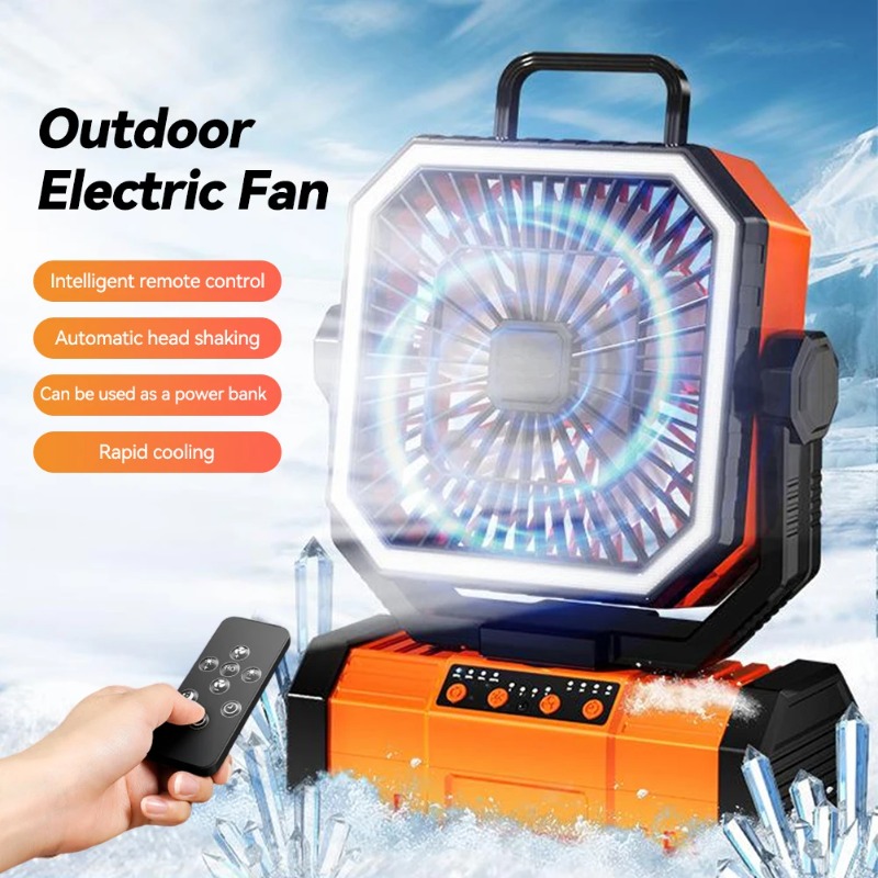 Ventilador de techo para acampar, circulador de Camping recargable de 20000Mah con luz y Control remoto, ventilador de circulación de aire frío para acampar
