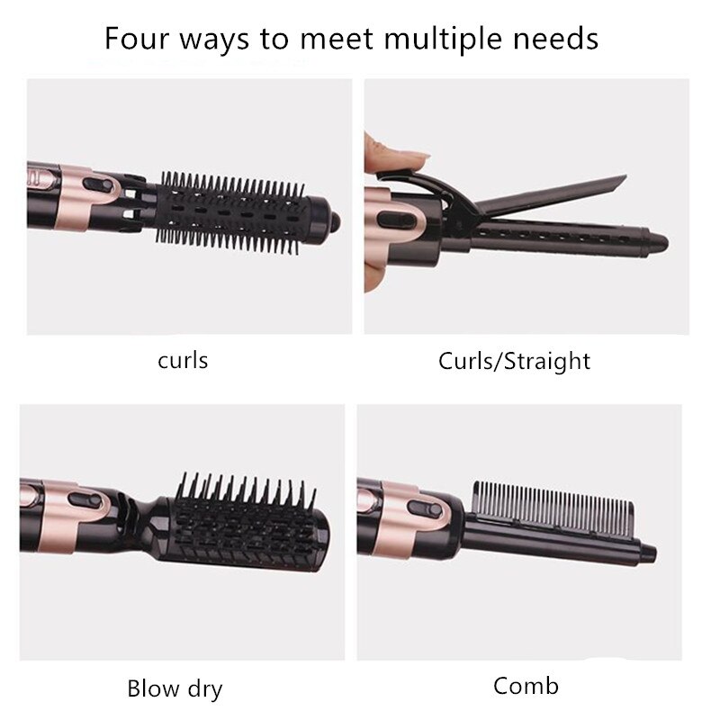 Multifunctional 4 in 1 Electric Hair Dryer Brush Hair Straightener Curler Brush Negative Ion Air Comb Hair Styler Tools 40#