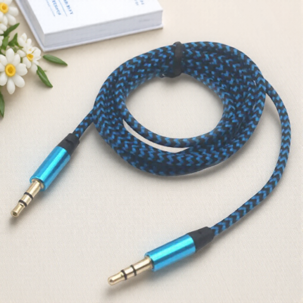 3.3ft st flätade nylonkabel, 3.5mm hane-till-hane ljudkabel för smartphone-hörlurar,  mp3 st musikkabel för spelare: Blå