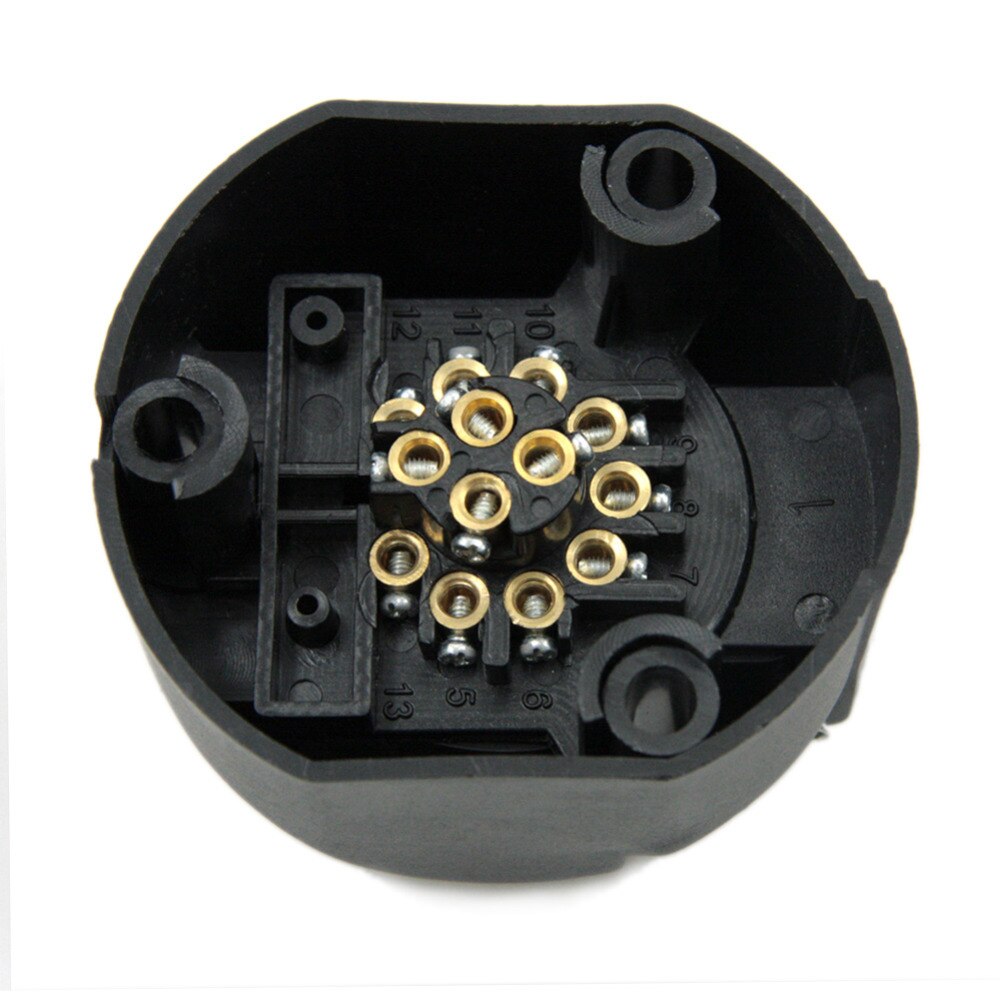 TIROL 12V European 13 Pin Trailer Socket Black Frosted ABS Materials 13-Pole Trailer Connector T22807b Tow bar Towing Adapter
