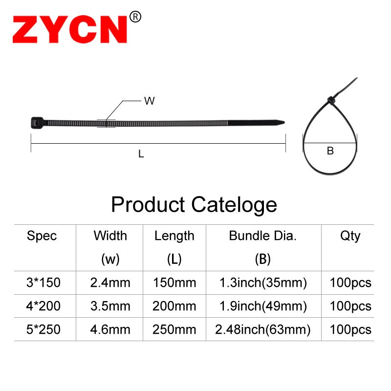 300 stk nylon kabel selvlåsende plast wire lynlås sæt 3*150 4*200 5*250 mro & industrielle forsyningsbeslag & hardwarekabel