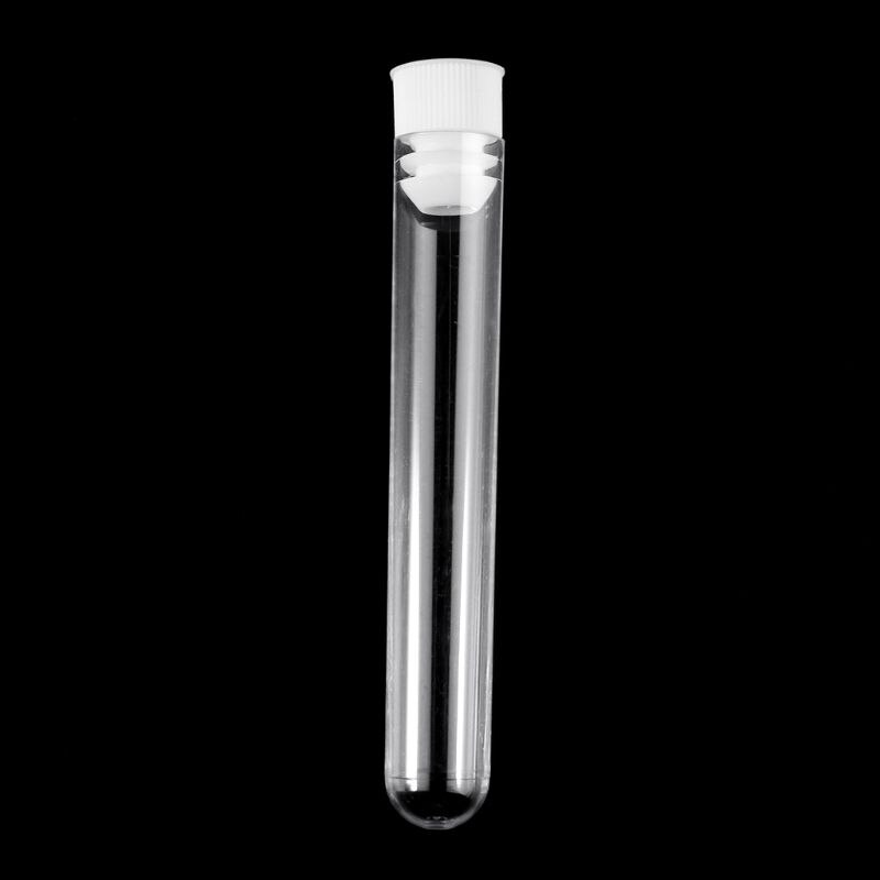 10Stck Kunststoff Prüfung Rohre Labor Prüfung Werkzeug Mit Schraube Kappe transparent 16x100mm