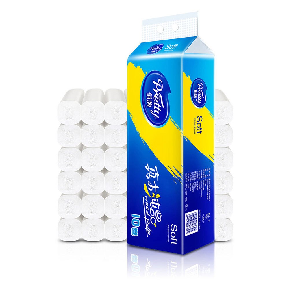 10 Rolls 4 Layers Toilet Paper Toilet Paper Soft Skin-Friendly Kitchen Paper Household Toilet Paper for Home Office Restaurant