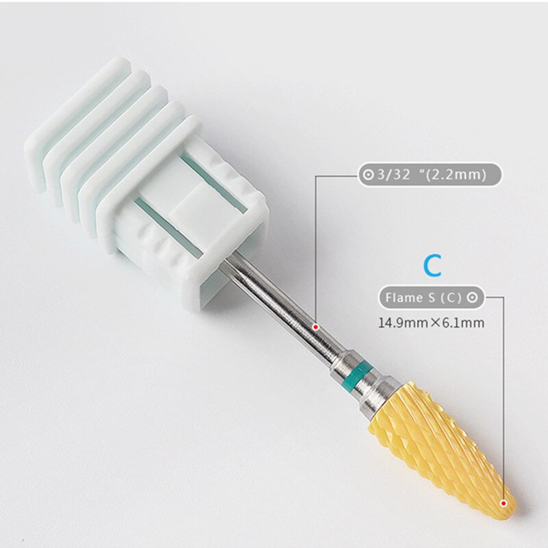 1 piezas de brocas de cerámica amarilla para uñas cutícula fresa de molienda cabeza de bala de manicura eléctrica herramientas de uñas de pedicura