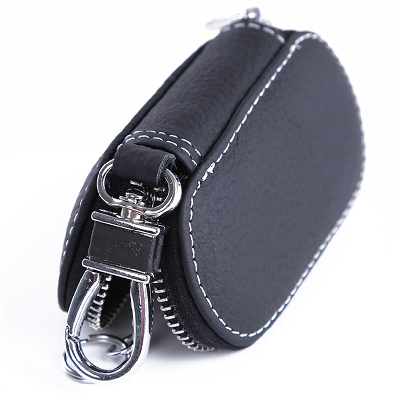 Mænd nøgleholder husholderske læder bil nøglebøger nøgler arrangør kvinder nøglering dækker lynlås nøgletaske taske unisex pose pung