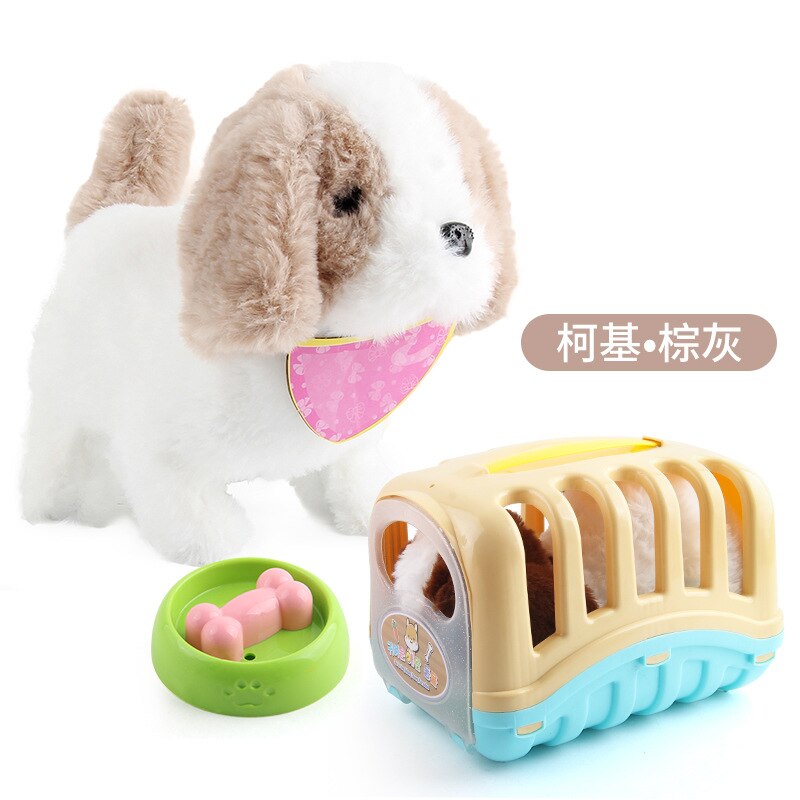Bonito simulação elétrica cão coelho brinquedos de pelúcia sons andando robô inteligente filhote de cachorro brinquedo elétrico: 03