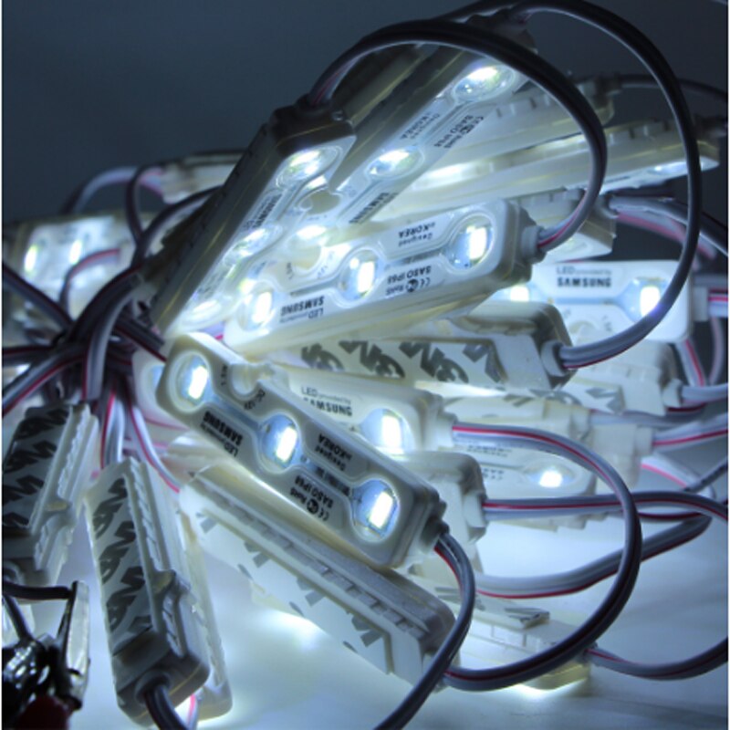 Dc 12v 50 stk højdepunkt  ip68 samsung smd 5730 5630 led modul lys reklamelampe 1.5w 3 lysdioder + led lysdæmper 8a +3a strøm