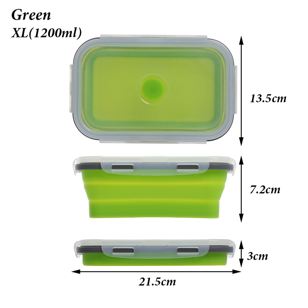 Silicone Folding Lunch Box Rectangle Portable Bowl Food Container Kitchen Picnic Box Eco-Friendly Collapsible Storage Tableware: 8