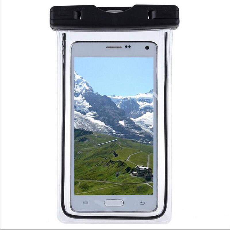 Waterproof Mobile Phone Case For Huawei Honor 7X / Mate SE Clear PVC Sealed Underwater Luminous Dry Pouch Cover with Neck Strap: Black