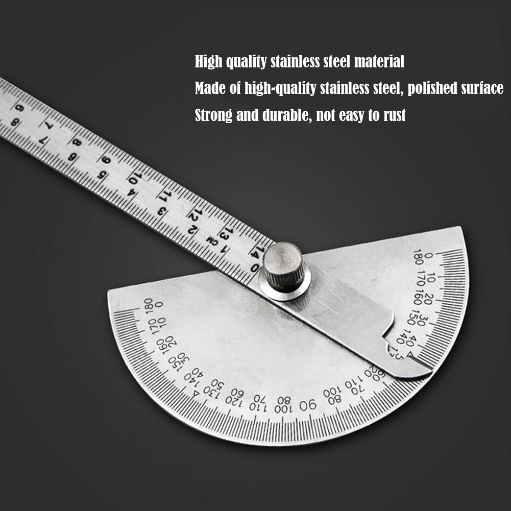 14.5cm 180 Degree Adjustable Protractor multifunction stainless steel roundhead angle ruler mathematics measuring tool Nice