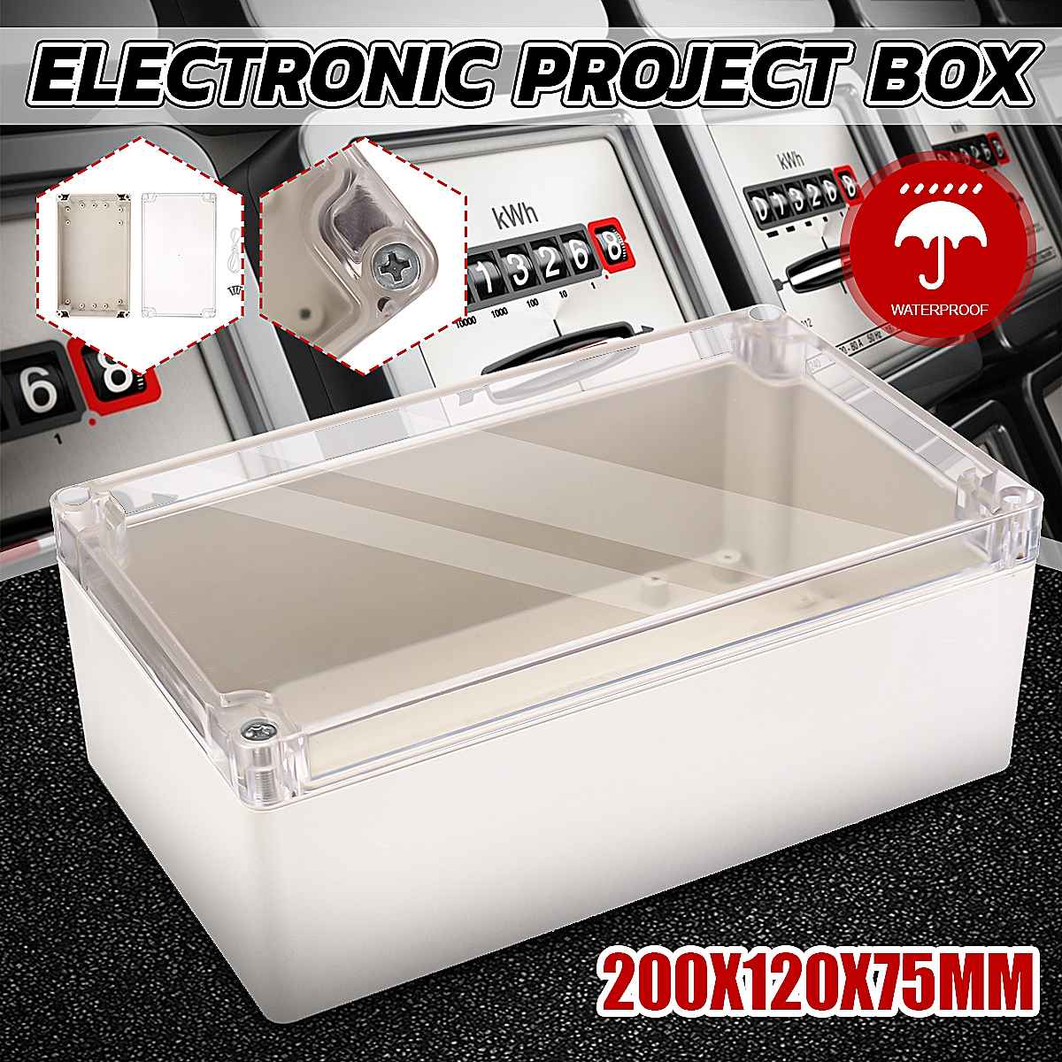 Waterproof Plastic Enclosure Box Electronic Project Instrument Case Electrical Project Box Outdoor Junction Box Housing: A 200x120x75