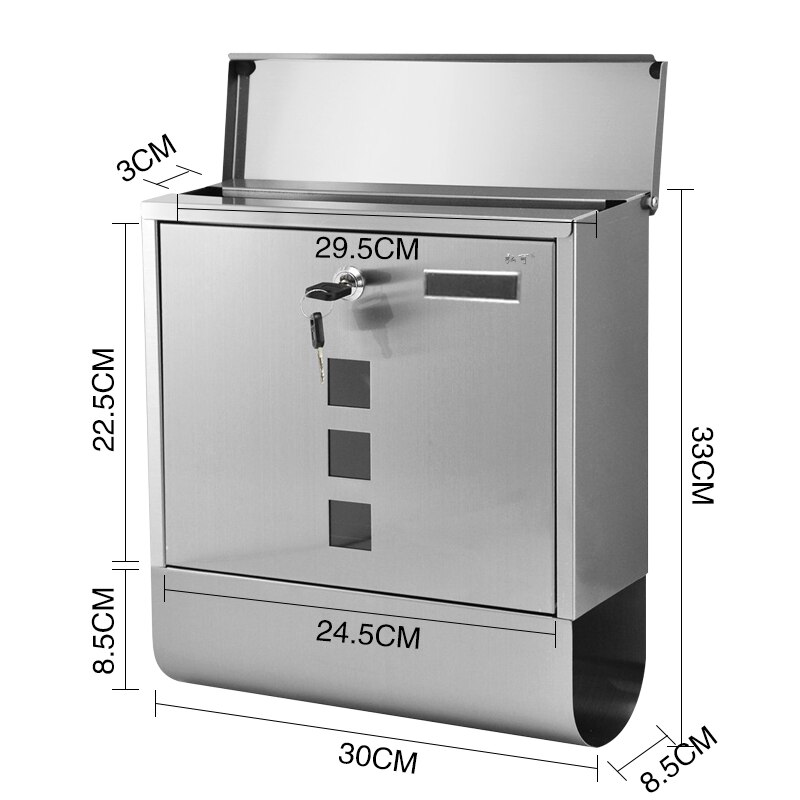 Outdoor Wall Mounted Stainless Steel Mailbox Warehouse Apartment Home Garden Letterbox Vertical Locking Mail Post Box F6010: Default Title