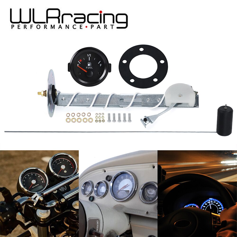 Universal 2" 52mm Fuel Level Gauge Car Vehicle Meter with Fuel Float Sensor White LED Light Black Shell Automotive Gauges 12V