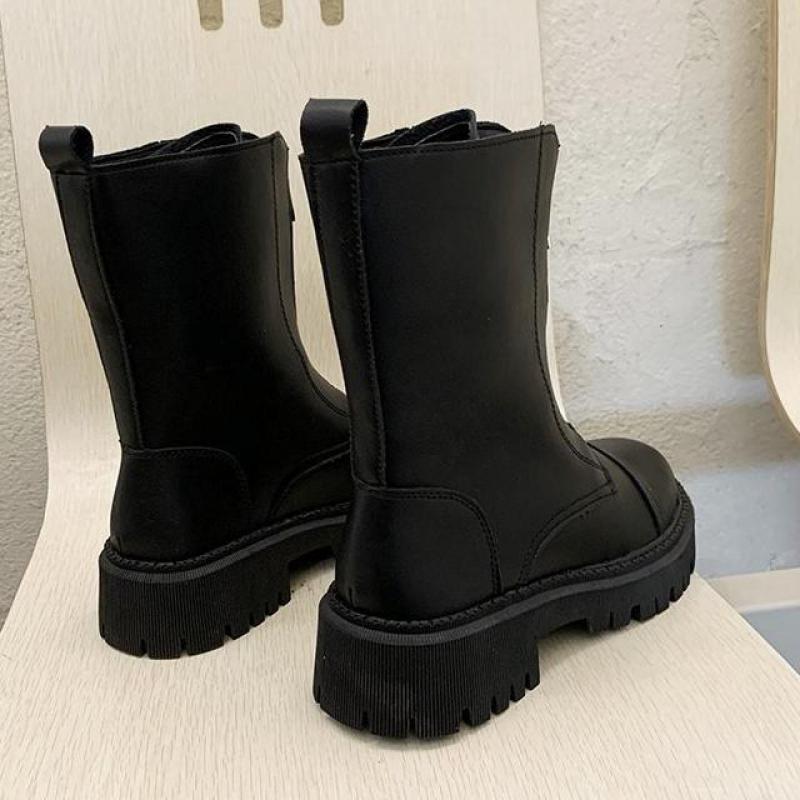 Botas De Mujer De viento británico , nuevas botas cortas De otoño rebelde, botas De primavera y otoño, botas De cremallera frontal, Zapatos De Mujer