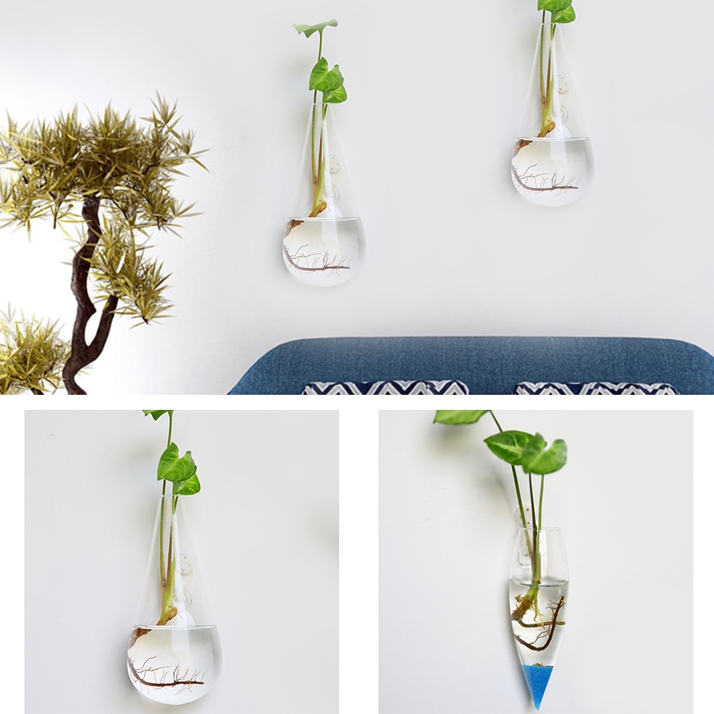 Hængende klart hjem glas vægmonteret hængende vase flaske plante blomsterkugle indretning terrarium diamant stil