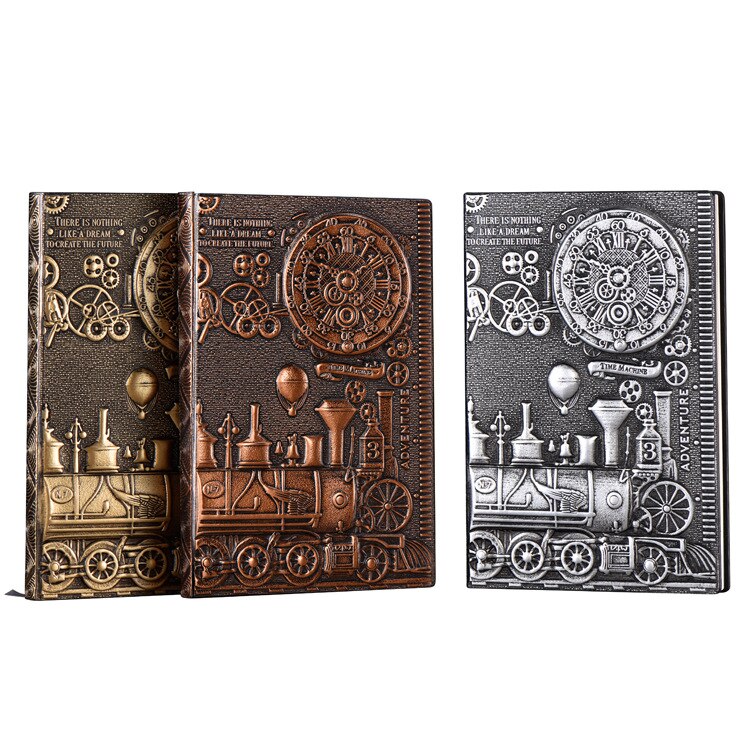 Cool time machine tema vintage hardcover dagbog notesbog  a5 linjeret journal craved style bog