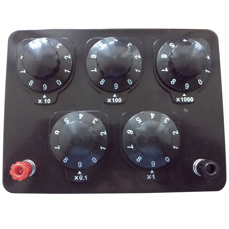 Svart motstandsboks jern variabelt tiårsmotstandsmotstandsboks 0-9999.9 ohm 165 x 125 x 60mm for fysikalsk undervisning