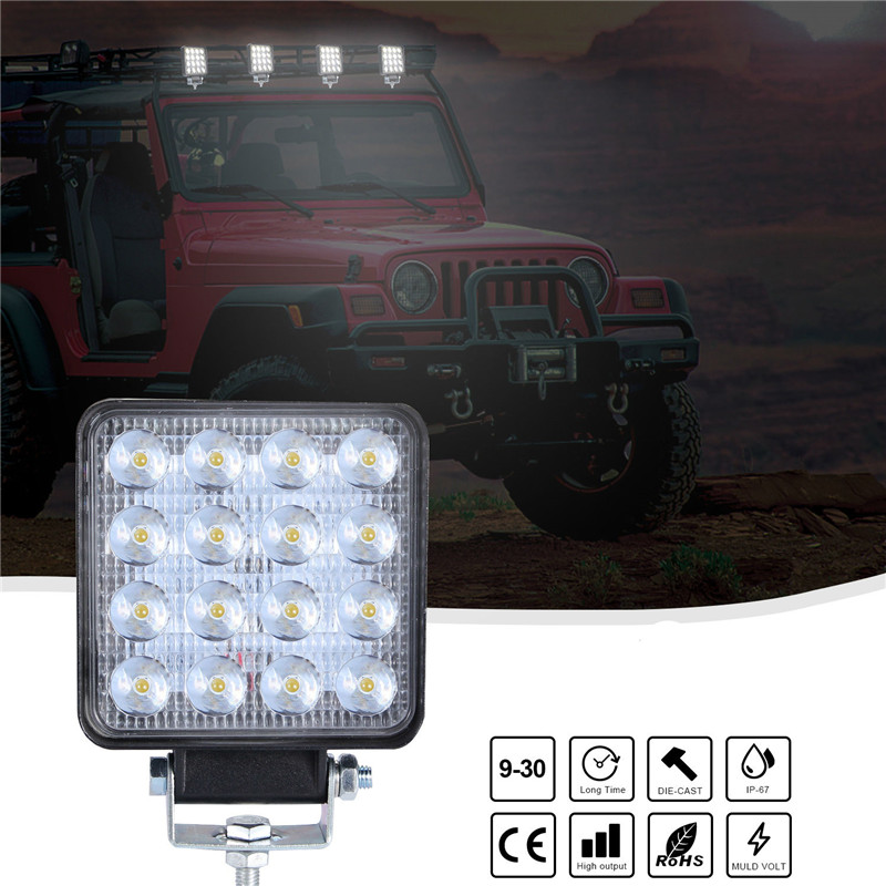 4 Inch Round Super Slim Spotlight Led Work Light Driving Fog Lights Bar 6000K Truck Tractor LED Working Light For Car Auto: 1PCS 160W Square