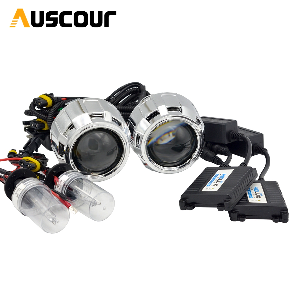 2 Stuks 2.5 Inch Hid Bixenon Projector Lens Lijkwade 35W 5000K Xenon Ballast Lamp Auto Montage Kit Fit voor H1 H4 H7 Auto Model Mofify