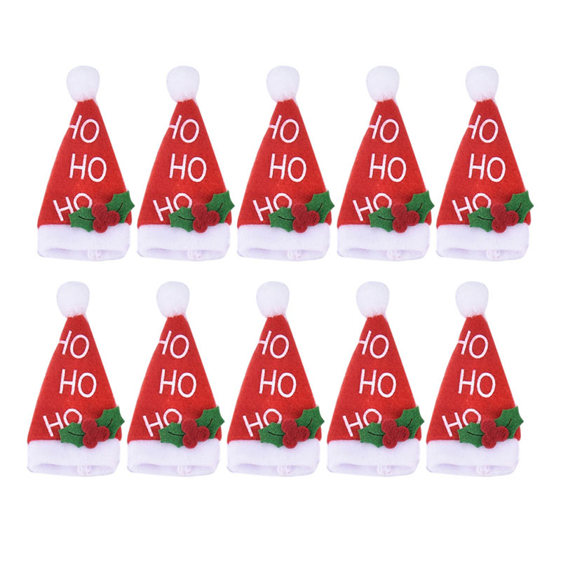 10Pcs Mini Caps Bestek Houder Cover Pocket Mes Vork Lepel Pakket Kerst Tafel Decoratie Voor Thuis Leveringen