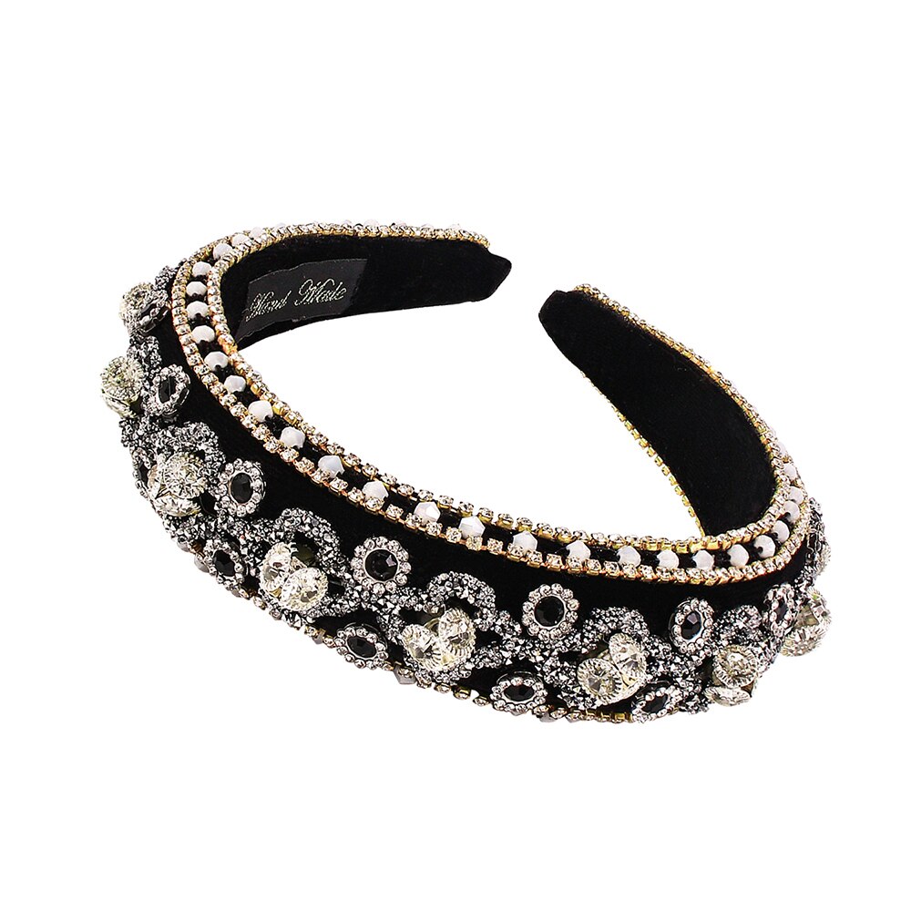 Vintage Crystal Haarbanden Vrouwen Kleurrijke Bead Hoofdbanden Handgemaakte Brede Haarbanden Dames Haaraccessoires Ornament: 3