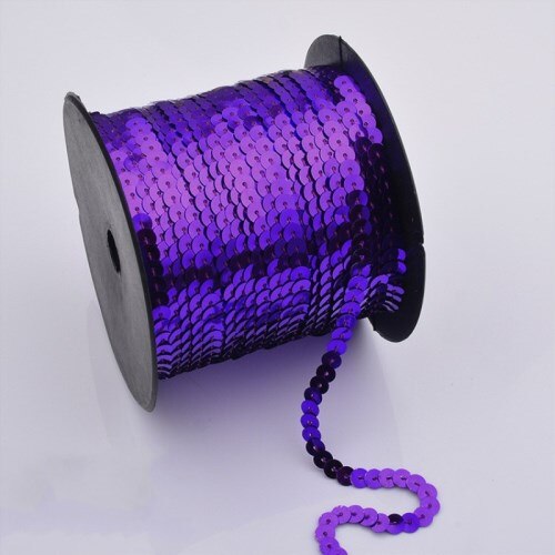 6mm lâche rond plat Sequin sur garniture couture Paillettes Paillettes ruban cordes pour vêtement accessoire bricolage artisanat Art décoration 5 yard: Purple