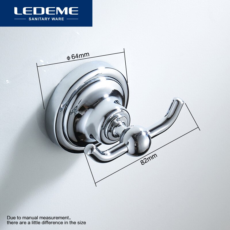 Ledeme Gewaad Haak Hangers Muur Mount Nail Moderne Rvs Chrome Hoed Handdoek Haken Twee Haak Badkamer Accessoires L1405-2