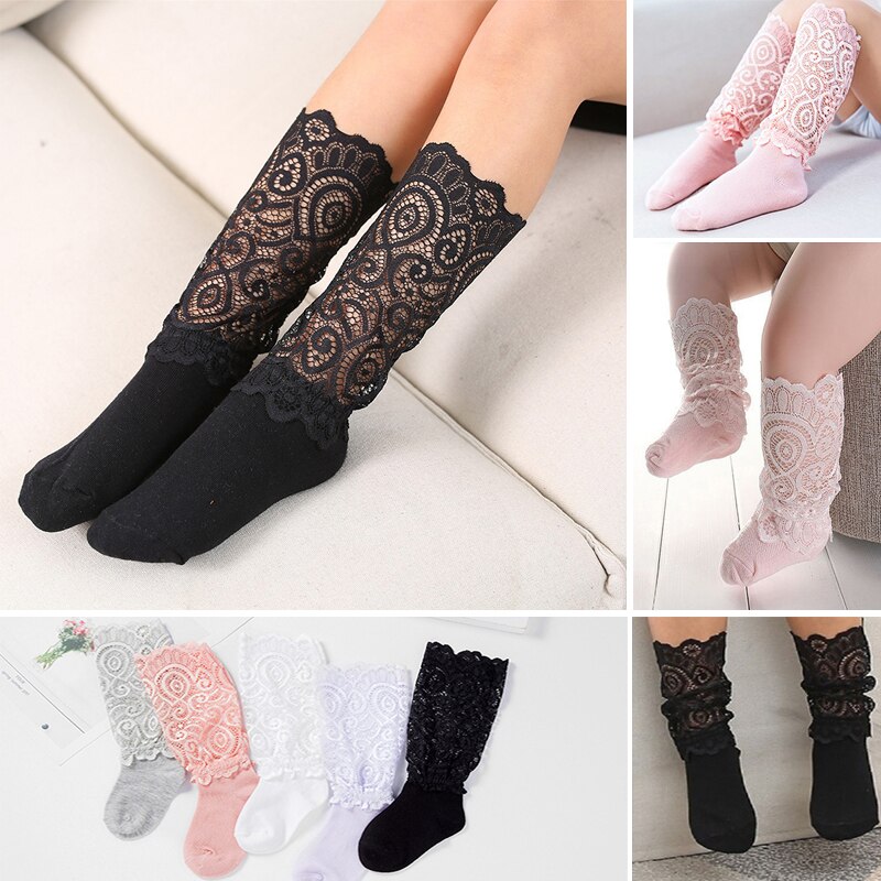 Dentelle genou chaussettes filles beauté princesse Style enfant en bas âge chaussettes longues chaussettes d'été pour filles robes de bébé vêtements accessoires