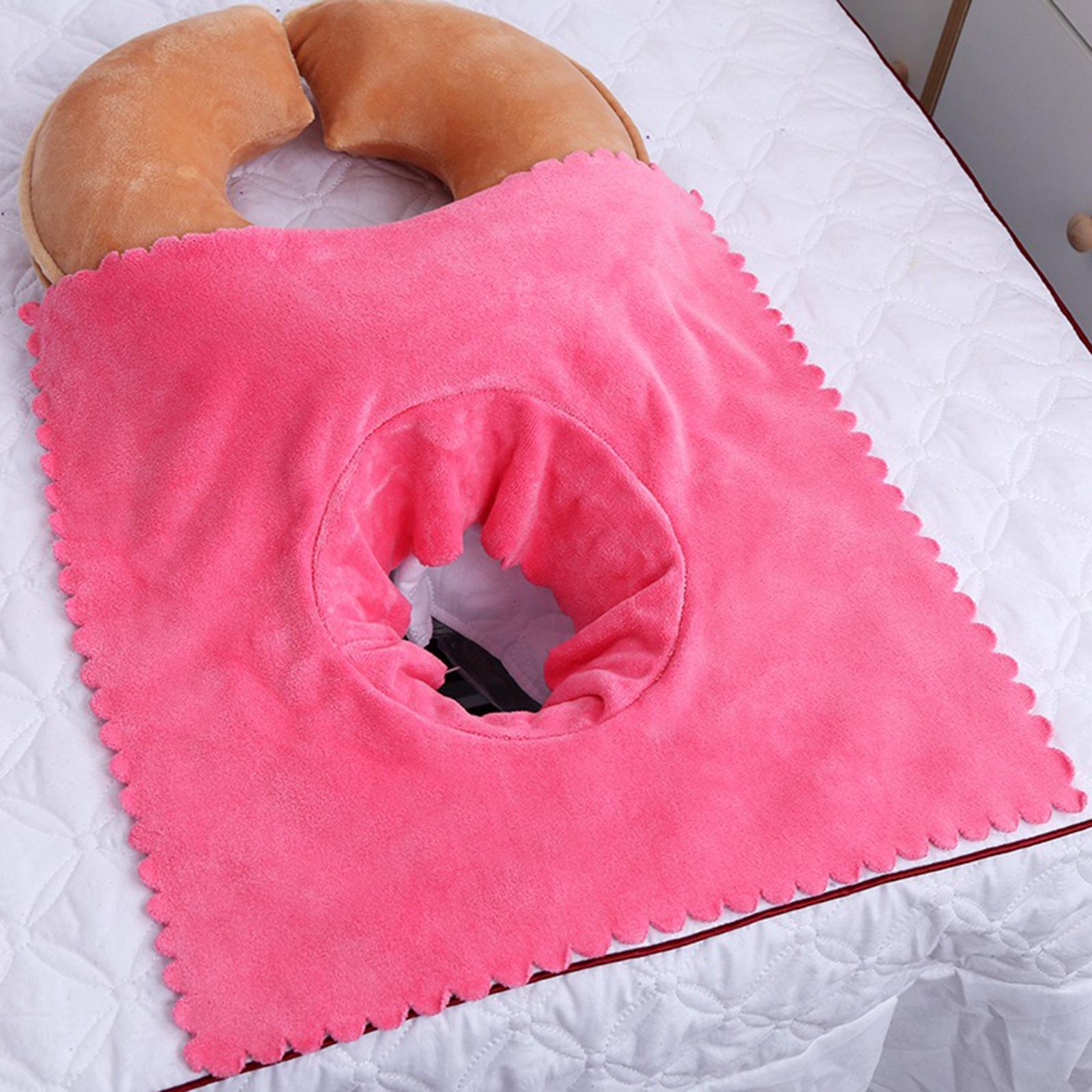 Massage Table Sheet Covers with Face Hole Satin Strip Coverlet for Beauty Salon SPA: Pink