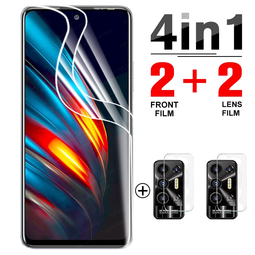 4 In 1 Hydrogel Film Voor Tecno Pova 2 Screen Protector Beschermende Films Voor Tecno Pova 2 Pova2 Veiligheid Film niet Glas: 2 X front 2 X lens