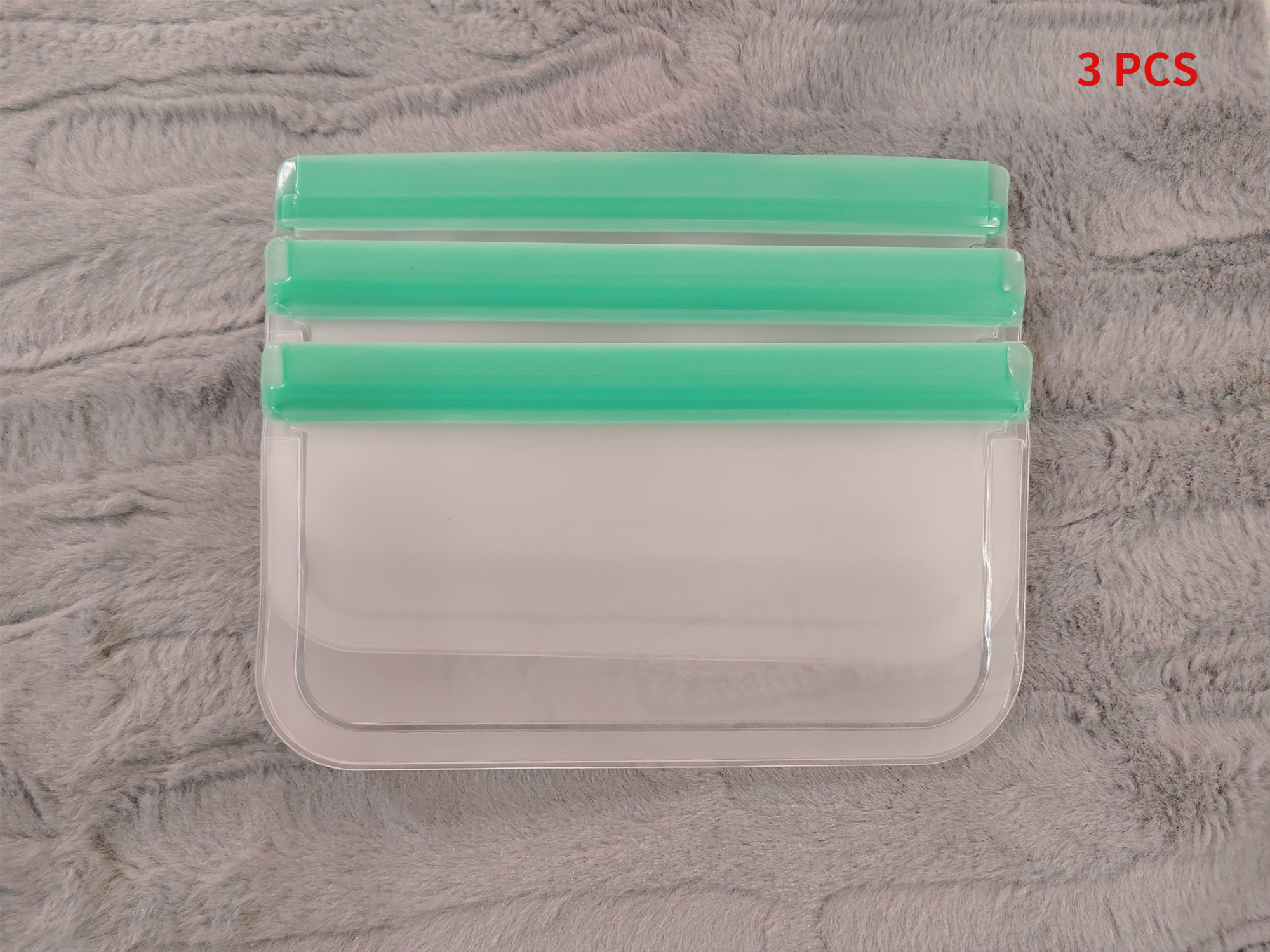 3 Pcs Reusable Silicone Food Bags Resealable Leak Proof Storage Container Reusable Ziplock Bag Bolsas De Plastico Food Storage: 3 PCS 22x12cm