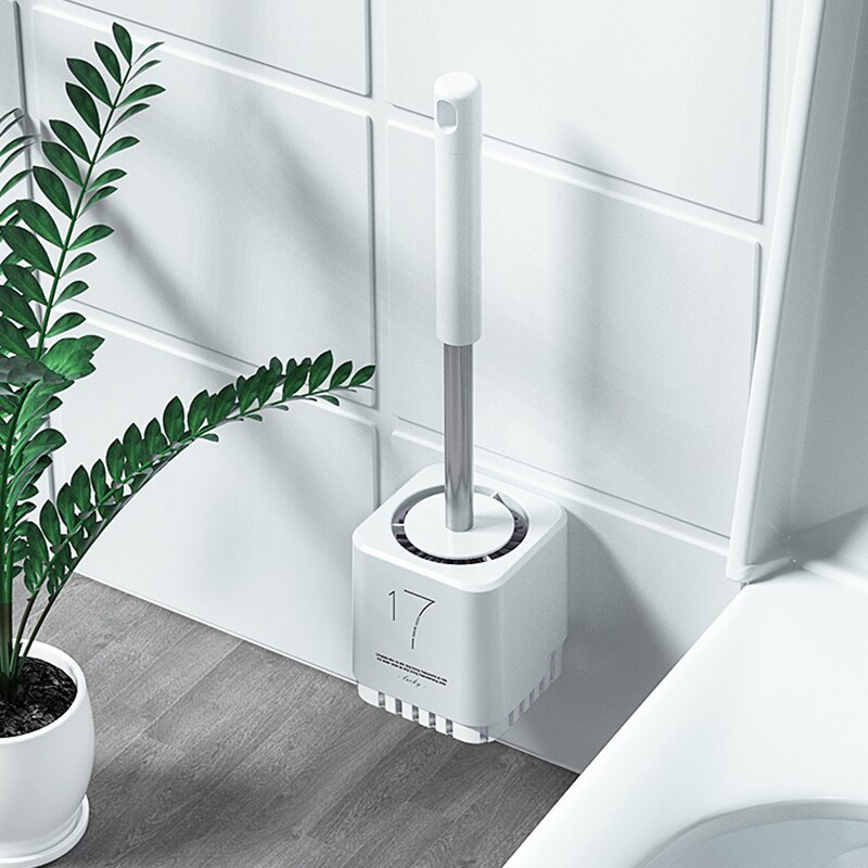 Escobilla de silicona de mango largo para baño, herramientas de acero inoxidable para limpieza de baño, TPR, montado en la pared