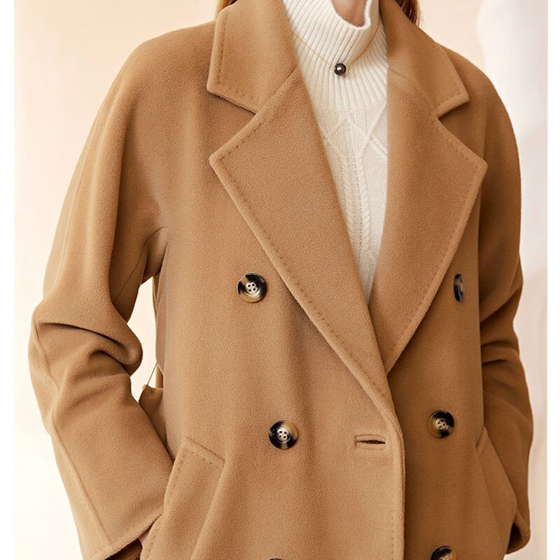 Hoge Dubbelzijdige Kasjmier Jas Vrouwen Mid-Lengte High-End Kasjmier Geul 2022New Vrouwelijke Herfst winter Wollen Jassen F160