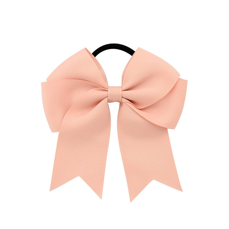 4.5 Inch Girls Cute Solid Cheerleading Bow Women Elastic Hair Bands Ribbon Rope Ponytail Holder Hair Ties Kids Hair Accessories: 8 Apricot