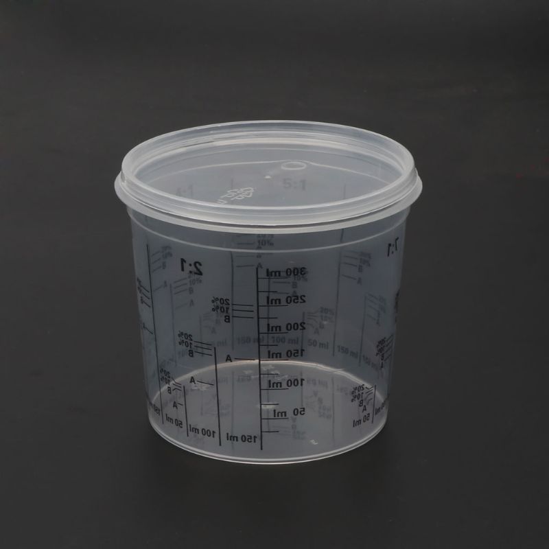 5Pcs 400ml Disposable Graduated Clear Plastic Paint Mixing Cups Calibrated Mixing Ratios Measuing Cups For Liquids Paint