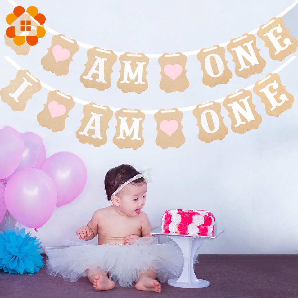 Baby Douche 1st Verjaardag IK BEN EEN Banner Papier Kraft Baby Jongen Meisje Mijn eerste Partij Decoratie Een Jaar Verjaardag DIY Supplies