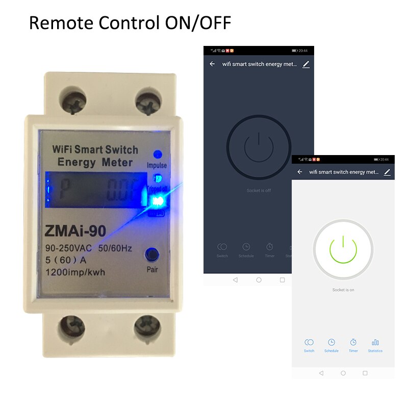 Tuya WIFI Smart Switch 60A Energy Meter Remote Control Relay Controller Timer Power Consumption kWh wattmeter Google Home Alexa