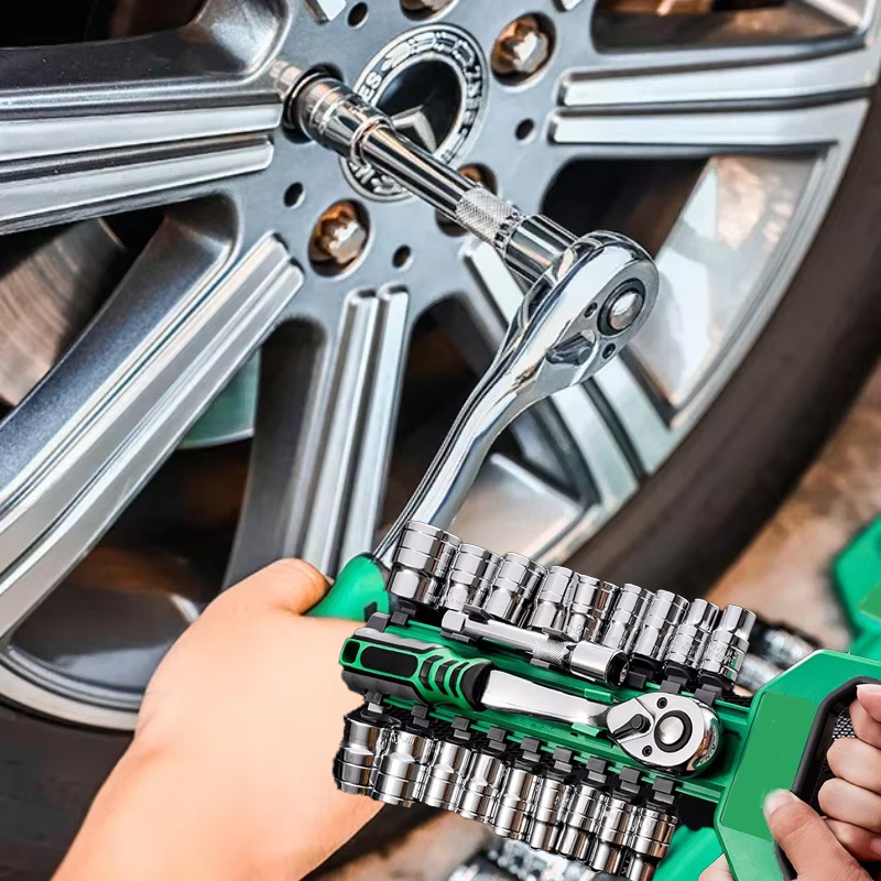 Herramienta de bricolaje llave inglesa caja mecánica 1/2 "enchufe de coche 1/4" 3/8 "herramientas de reparación juego de trinquete mano garaje taller automotriz
