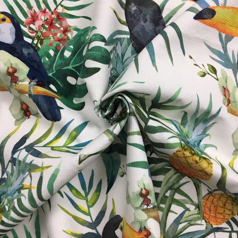 Regnskog sommer papegøye digitaltrykk ramphasto stol polstring sofa lenestol fløyel stoff dekorativ pute klut 140cm bred