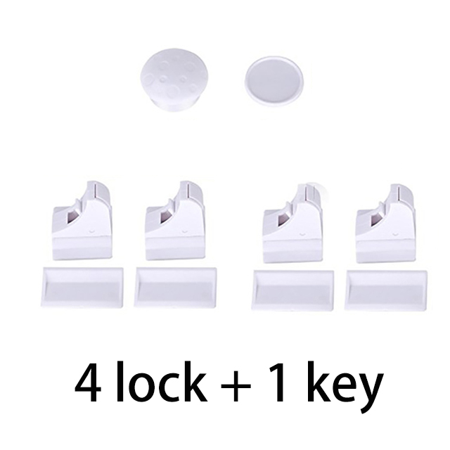 Brand 16Pcs Magnetische Kind Lock Baby Veiligheid Baby Bescherming Kast Deurslot Kids Lade Locker Beveiliging Onzichtbare Sloten: 4Clock-1Key