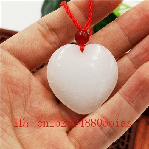 Natuurlijke Witte Chinese Jade Hart Hanger Ketting Charm Sieraden Dubbelzijdig Gesneden Amulet Mode Accessoires Voor Vrouwen