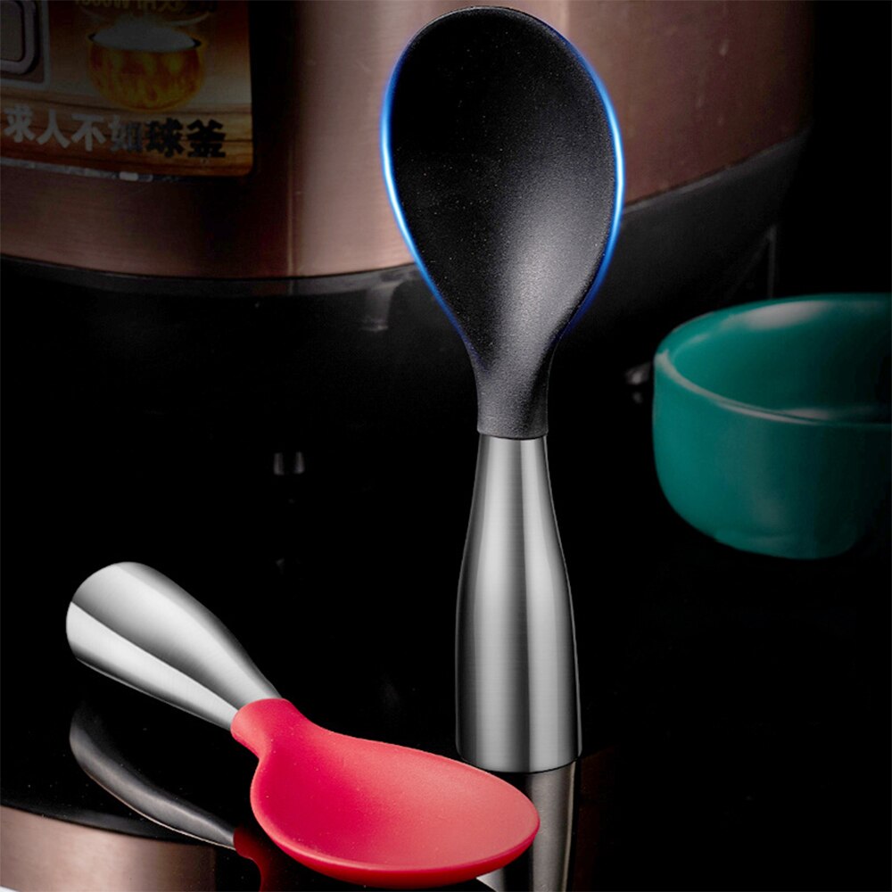 Cuchara de silicona para arroz, olla antiadherente para cocinar arroz, de acero inoxidable, alta temperatura