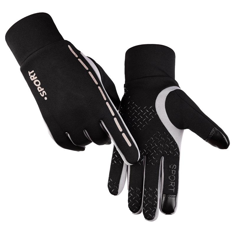 Cykel touch screen handsker vandtæt cykel vinter reflekterende udendørs handsker til mænd kvinder plus fløjl handske fuld finger
