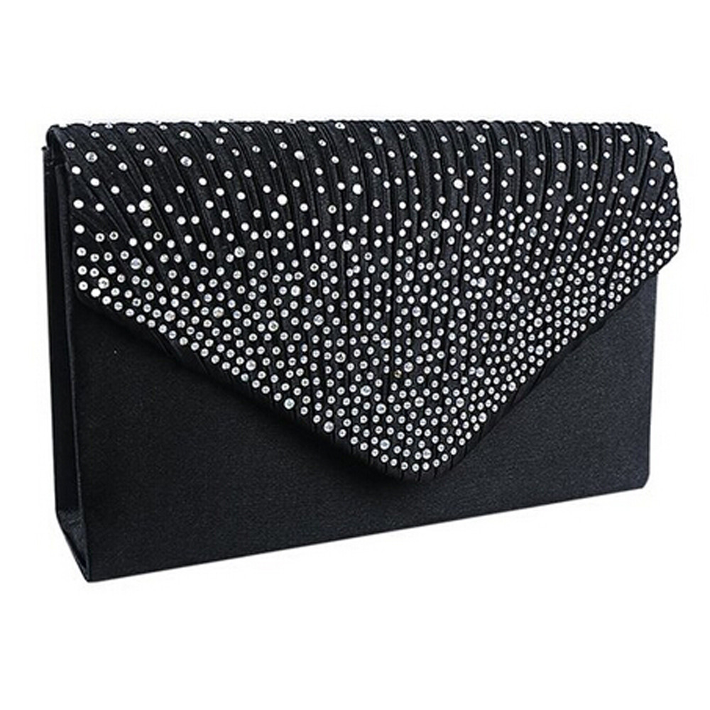 Dames Grote Avond Satijnen Bruids Diamante Dames Clutch Bag Party Prom Envelop Schouder Crossbody Tassen Diner Schoudertas