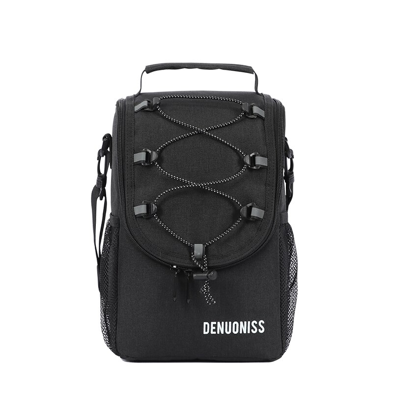 Denuoniss lunchtas, waterdichte picknicktas, aluminiumfolie voering, geïsoleerde tas, thermische dinercontainer, schoolvoedselbewaarzakken: Zwart