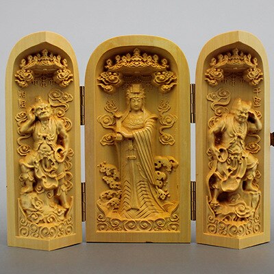 Buddha statue massivt træ tre åbne små buddha statue boligindretning tilbehør håndværk statue: 2
