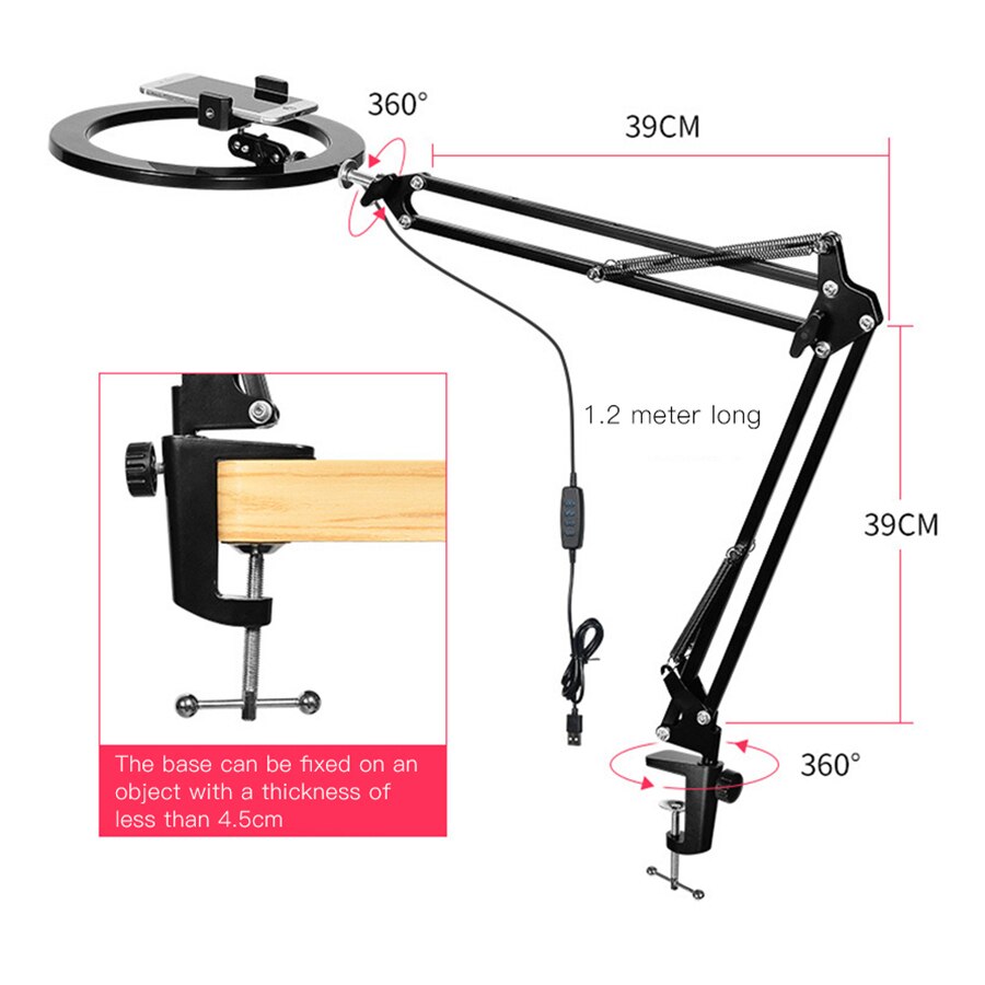 MAMEN Dimmerabile 10 pollici Selfie Led Anello di luce Video Fotografia In Studio di Illuminazione con il Desktop Da Tavolo Supporto Del Supporto Del Telefono Per Youtube Live