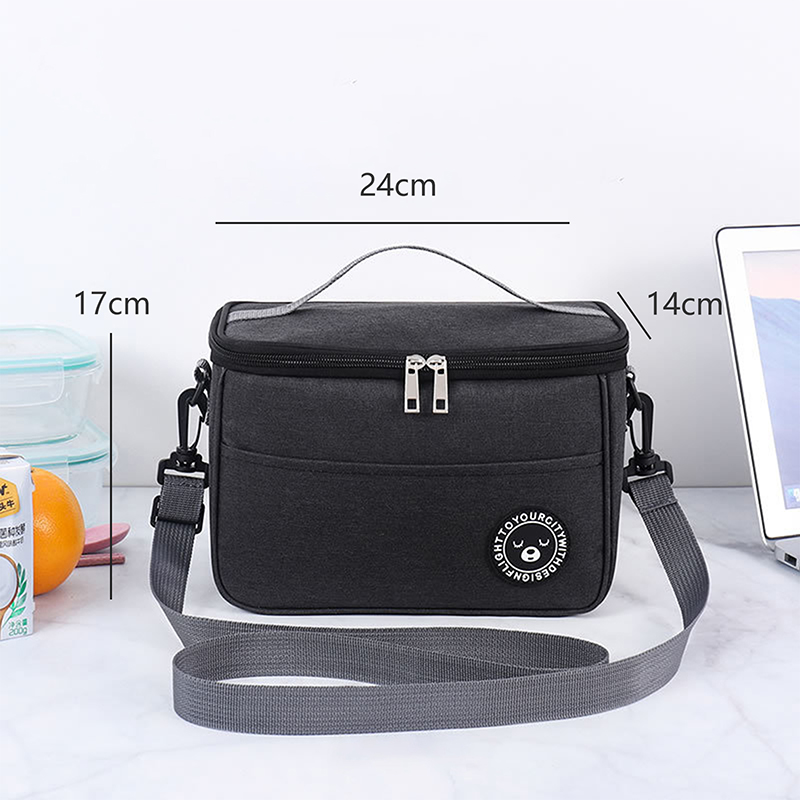 Izolowane pudełko na Lunch mężczyźni kobiety Travel Portable Camping torba na piknik zimne jedzenie Cooler torba termiczna dzieci izolowane etui z paskiem 1PC: Black